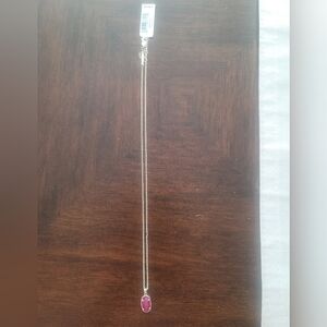 Elegant Silver Necklace Kendra Scott Pink Quartz And Sterling Silver 16" To 28"